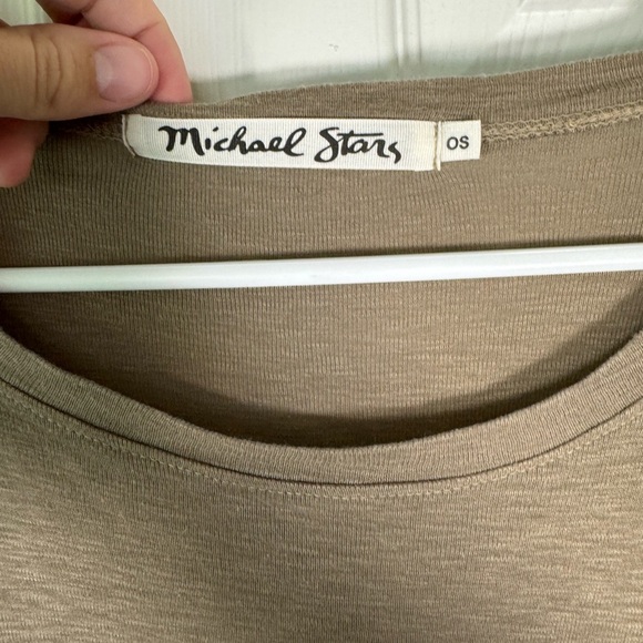 Michael Stars Olive Green Rivet Detail Short Sleeve Supima Cotton Micro Modal OS - Picture 5 of 6